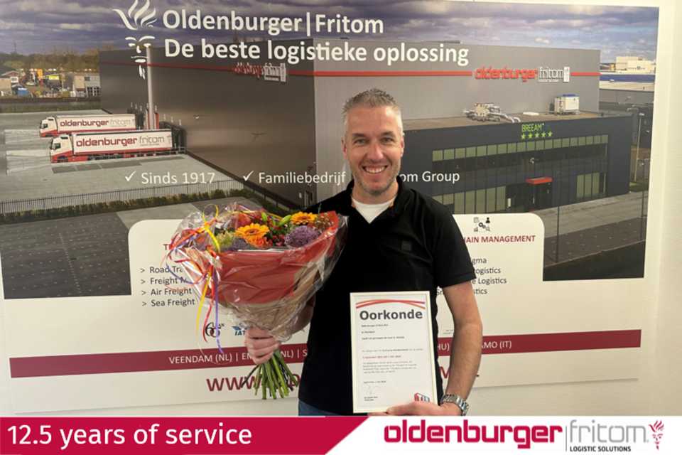 Cor Klontje celebrates 12.5 years of service at Oldenburger|Fritom Logistic Solutions.