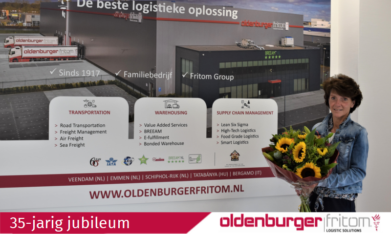 Rita Oldenburger is 35 jaar in dienst bij logistiek dienstverlener Oldenburger|Fritom.