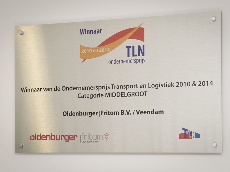 Oldenburger|Fritom mocht tweemaal de TLN Award in ontvangst nemen voor klantgerichtheid en innovatie.