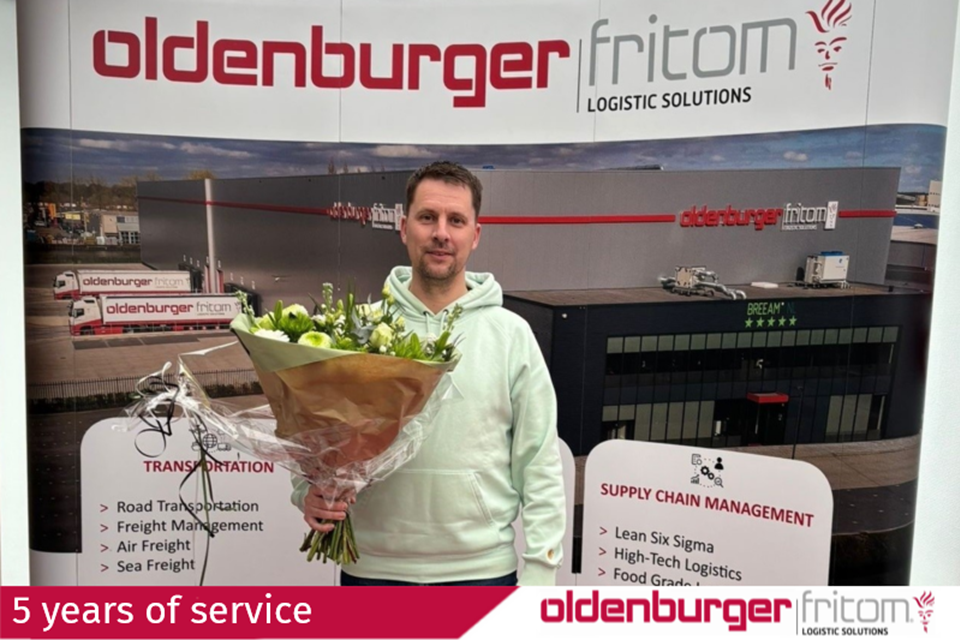 Arnoud Hofstra 5 years of service at Oldenburger|Fritom.