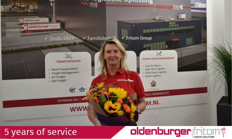 Johanna van Loon celebrates her 5th work anniversary at Oldenburger|Fritom.