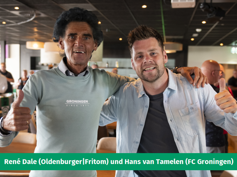 René Dale, CEO Oldenburger|Fritom, und Hans van Tamelen, Projektleiter FC Groningen in Society.