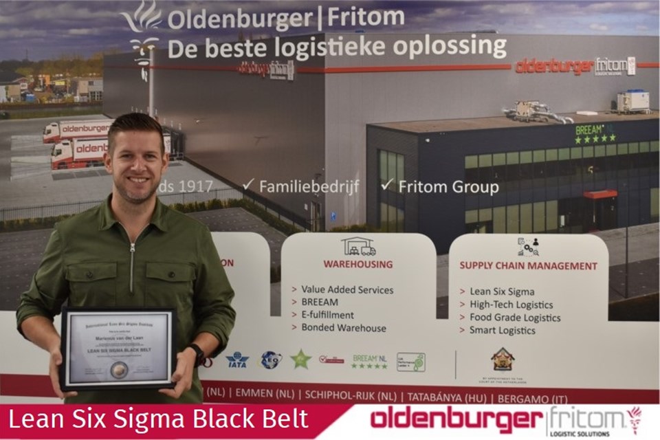 Lean Six Sigma Black Belt certificate Marienus van der Laan, Commercial Manager Oldenburger|Fritom.
