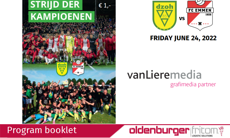Van Liere Media and Oldenburger|Fritom have jointly made the program booklet for the derby DZOH vs FC Emmen.
