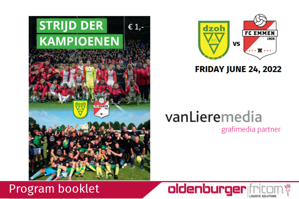 Van Liere Media and Oldenburger|Fritom have jointly made the program booklet for the derby DZOH vs FC Emmen.