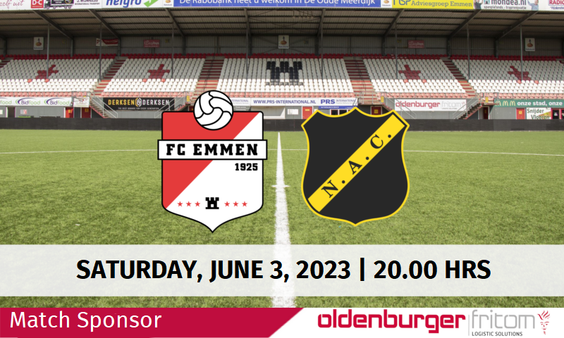 Oldenburger|Fritom is match sponsor of the play-off semi-final FC Emmen vs. NAC Breda