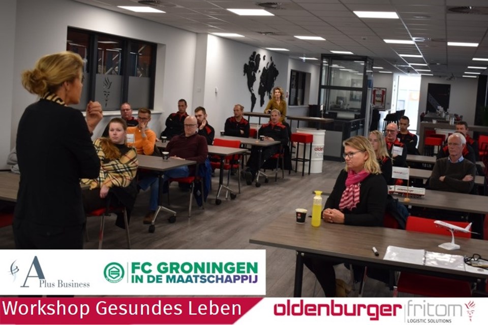 Workshop Gesundes Leben bei Oldenburger|Fritom, Partner von 'FC Groningen in de Maatschappij'.