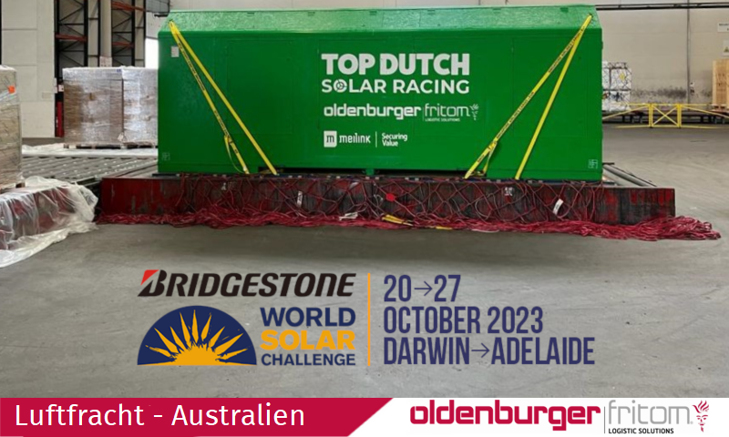 Oldenburger|Fritom hat Solarauto Green Thunder per Luftfracht nach Australien transportiert.