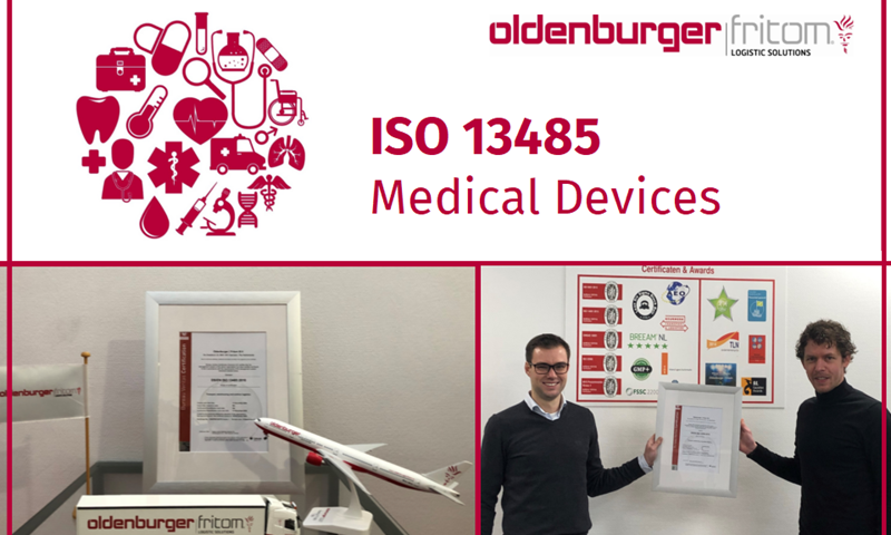 Logistiek dienstverlener Oldenburger|Fritom uit Veendam is gecertificeerd volgens ISO 13485 voor medische hulpmiddelen.