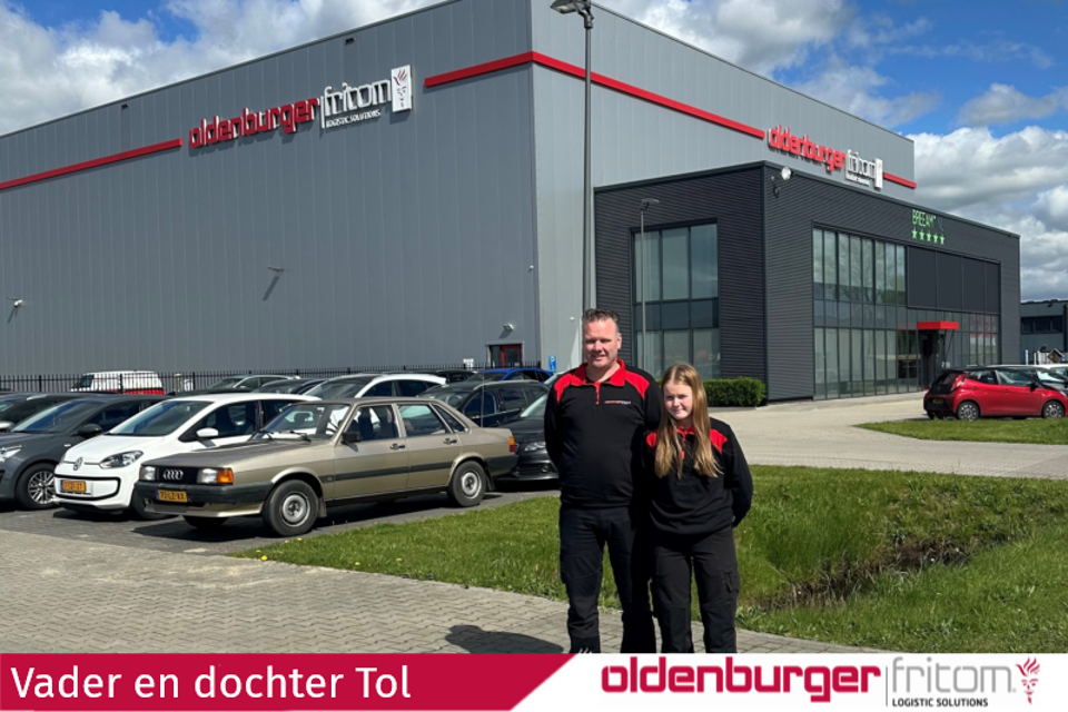 Collega Michel Tol en zijn dochter Sylvie tijdens haar snuffelstage bij Oldenburger|Fritom.