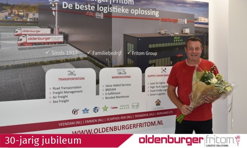 Allround warehouse operator Jan Willem Stormbroek 30 jaar in dienst bij Oldenburger|Fritom.