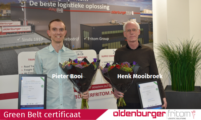 Pieter Booi en Henk Mooibroek hebben hun Green Belt certificaat behaald.