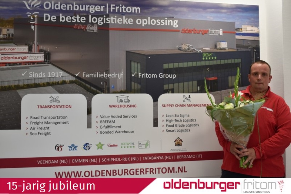 Arjan Weites 15 jaar in dienst bij Oldenburger|Fritom Logistic Solutions.
